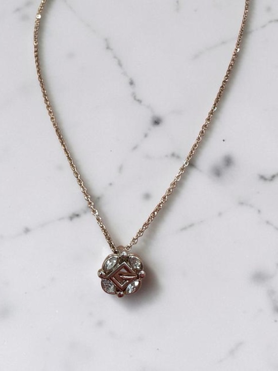 Givenchy Jewelry - Vintage Givenchy Paris New York Rhinestone Logo Pendant Chain Necklace